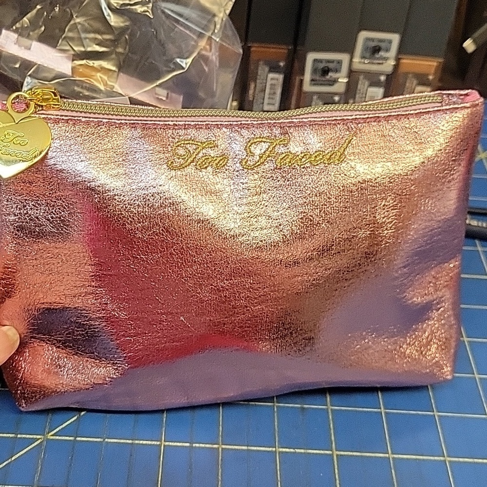 Too Faced Shimmering Pink Cosmetic Bag 8x5x2